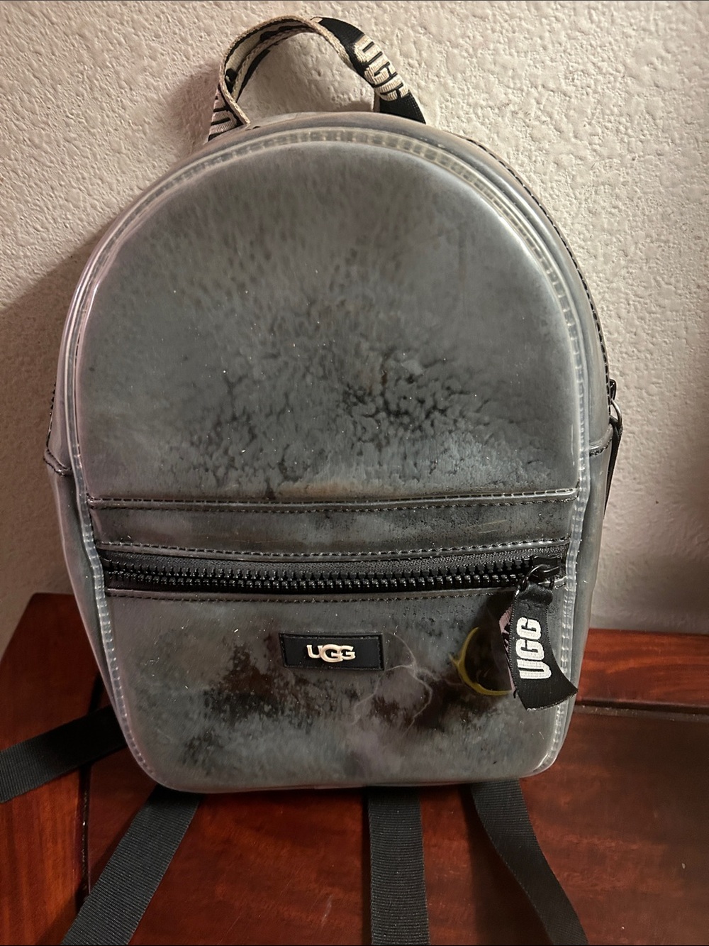 UGG Clear Gray Mini Backpack with Branded Zipper Pull
